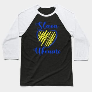 Slava Ukraini Glory to Ukraine heart black Baseball T-Shirt